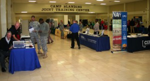 Various companies such as G4S Security (left) and agencies like Florida Highway Patrol talked with potential employees.